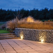 Local materials<br>gabion walls with river stone